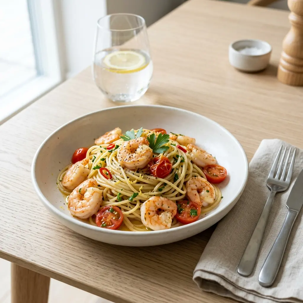 エビのパスタの完成料理写真