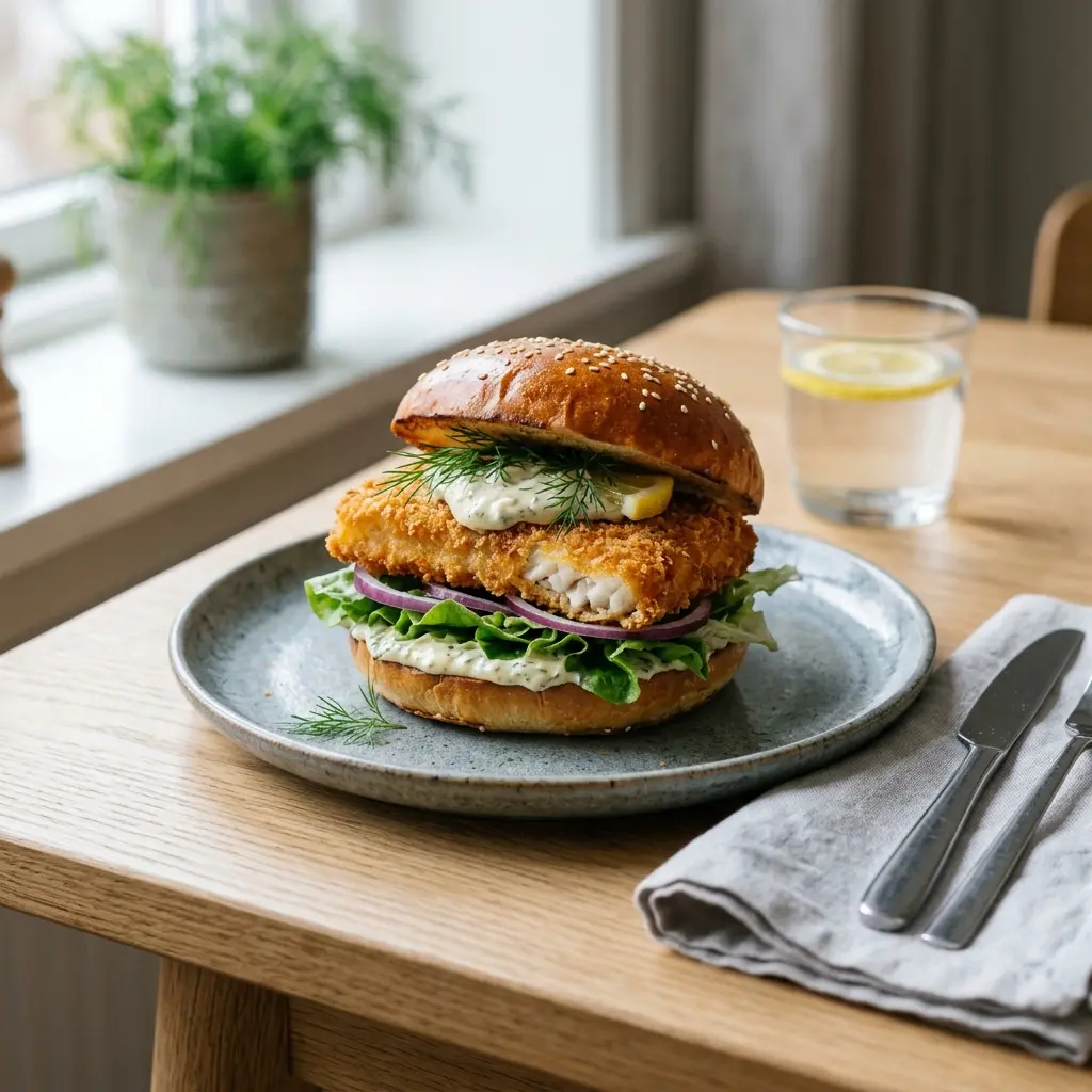 フィッシュバーガーの完成料理写真