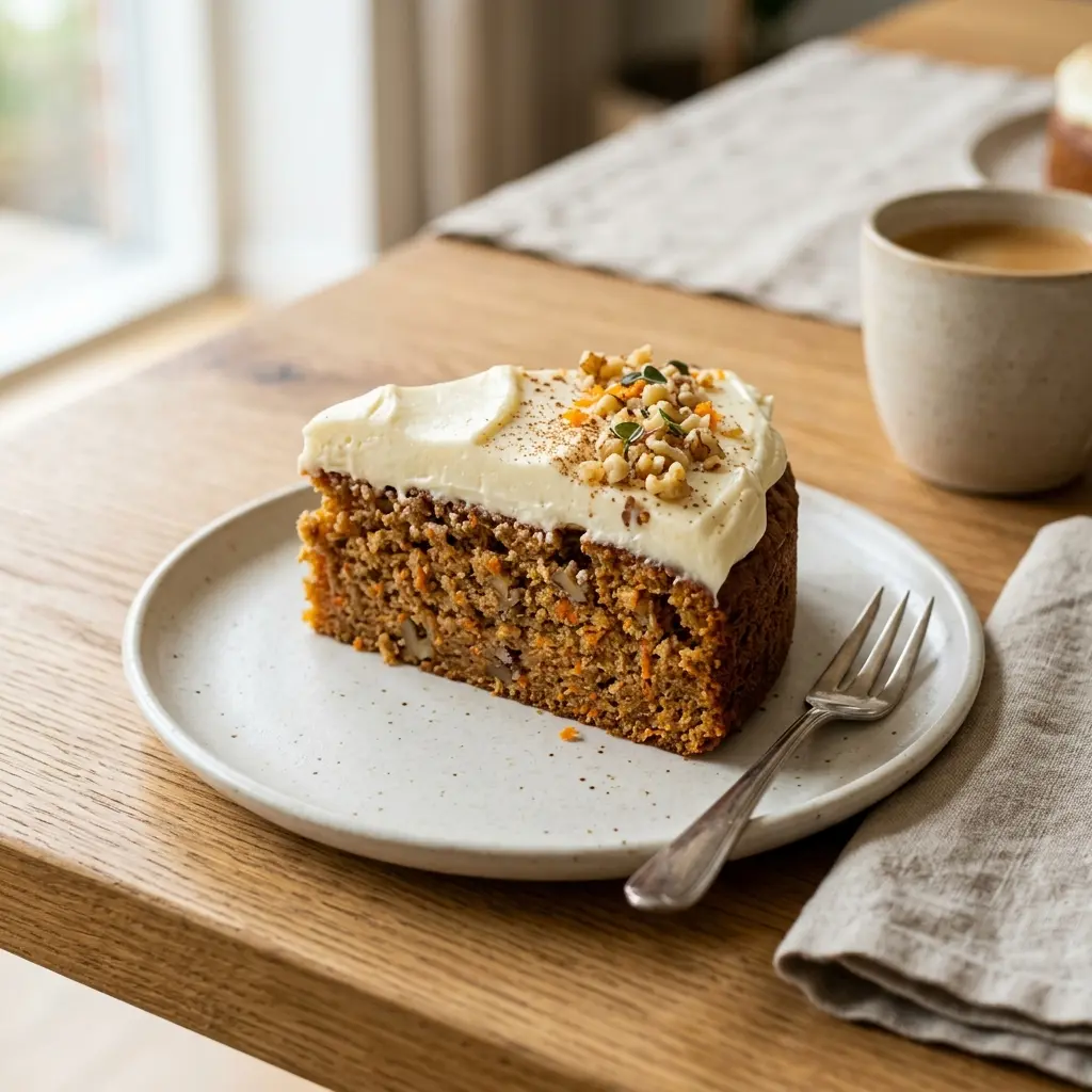 キャロットケーキ クリームチーズフロスティング添えの完成料理写真