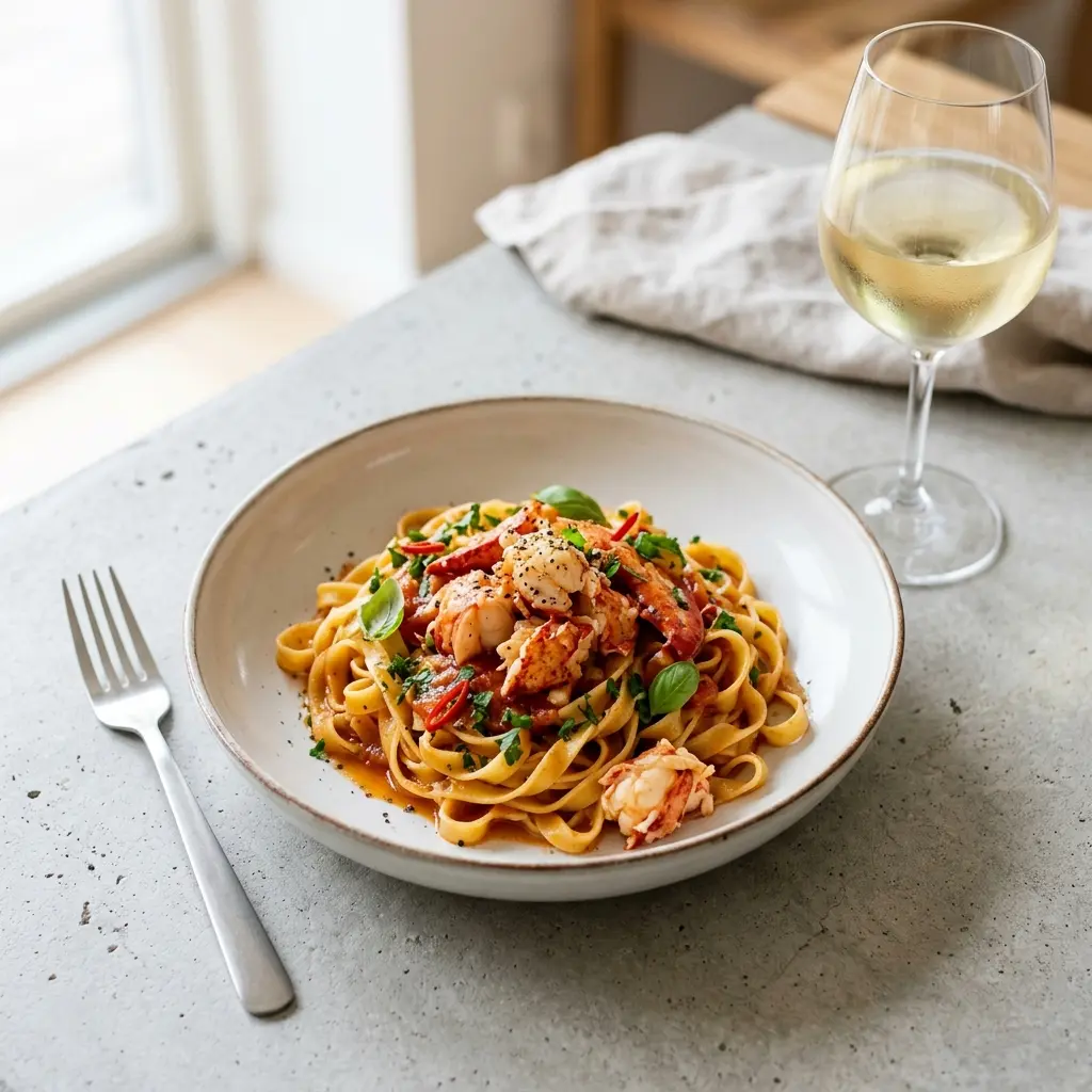 ロブスターのパスタの完成料理写真