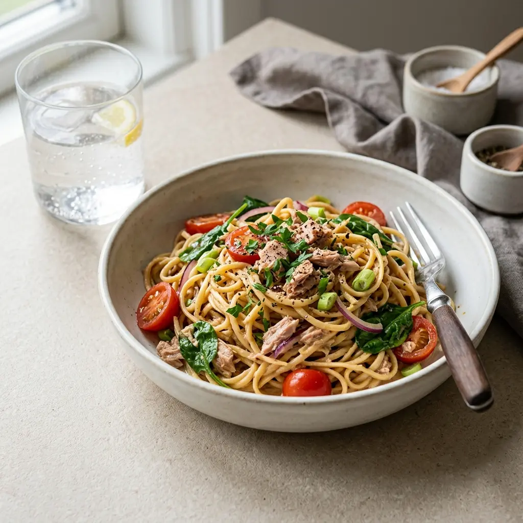 ツナ入り麺の完成料理写真