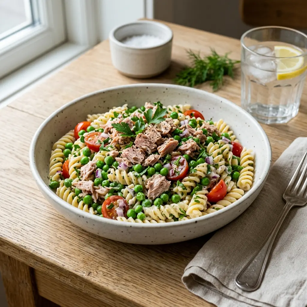 ツナとエンドウ豆のパスタサラダの完成料理写真